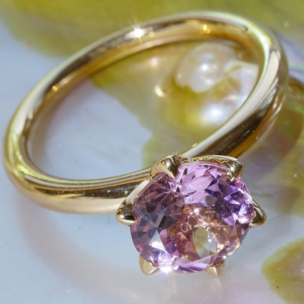 Bestseller Kombinationsring..pink Turmalin Ring in 750er Rosegold hergestellt in Valenza...toll mass