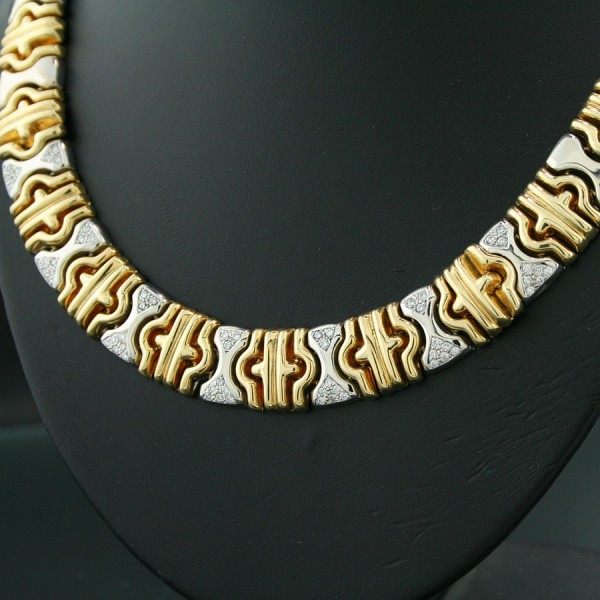 Massives Brillant-Collier, 750er-Gold,